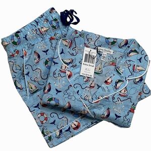 Vera Bradley NWT Short Sleeved Pajama Set Really Regatta XS ($75) 100% Cotton